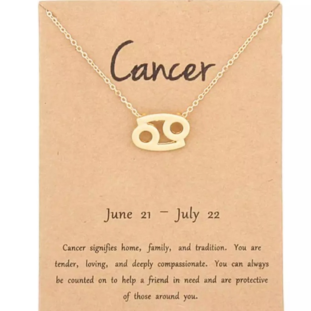 ♋️ Cancer Zodiac Pendant Gold Tone Chain Necklace